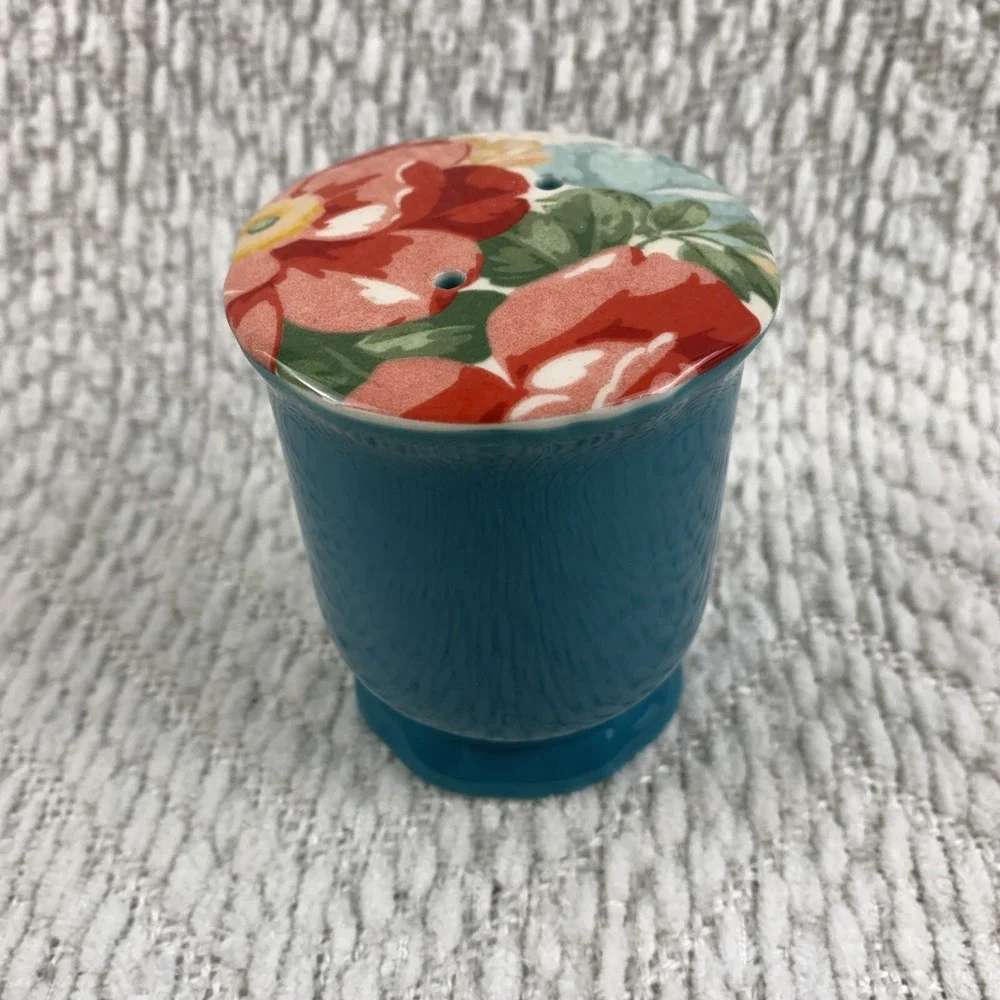 The Pioneer Woman Vintage Floral Stoneware Teal Salt Shaker Replacement NEW‎